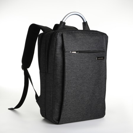 City backpack on a zipper, 2 pockets, with USB, black color-2