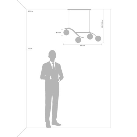 Suspended lamp Freya Fr8014PL-04BS Rosella, 820x130x1300 mm, E27, 4x60W, brass color-5