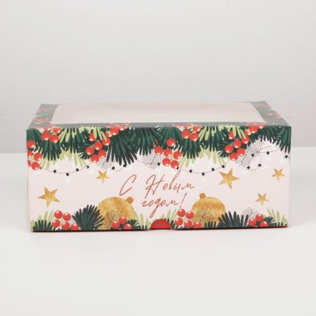 Box for Capcakes "New Year Gift" 17 x 25 x 10cm, New Year-2