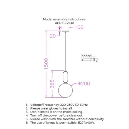 Suspended lamp aniela e27 40wt-9