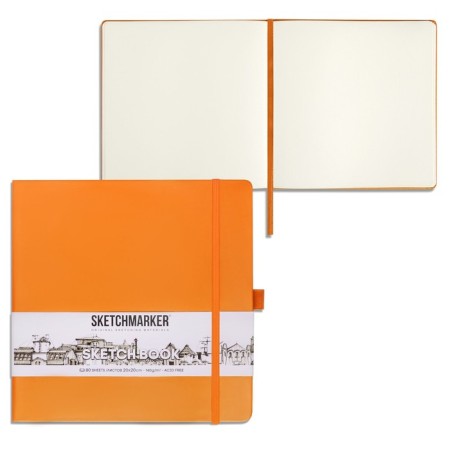 Sketchmarker sketchbook, 200 x 200 mm, 80 sheets, solid boumvinyl cover, orange, block 140 g/m2