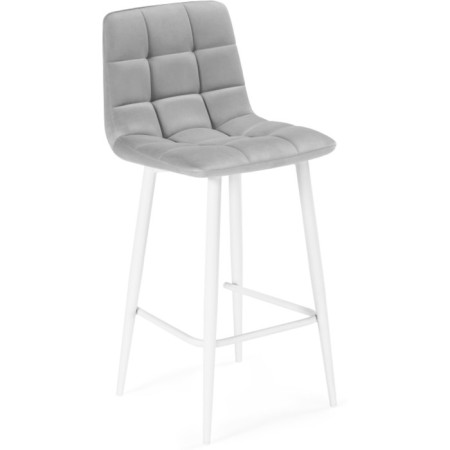 Baric stool for metal/velor, white/gray 43x42x93 cm