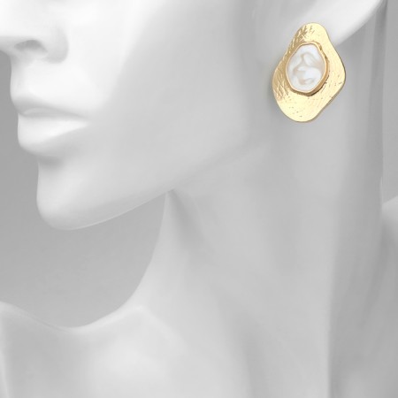 Earrings with pearls "abstraction" Bohemia, color gold-3