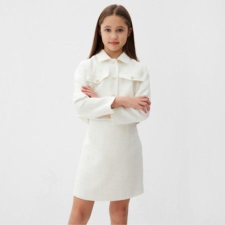 A set for a girl (jacket and skirt) Minaku: Partydress, white color, height 134 cm-2