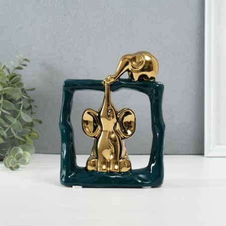 Souvenir Ceramics "Eliors - Support. Square" Dark green with gold 6x13.5x17.5 cm