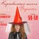Carnival hat "Witcher", with a veil, red color