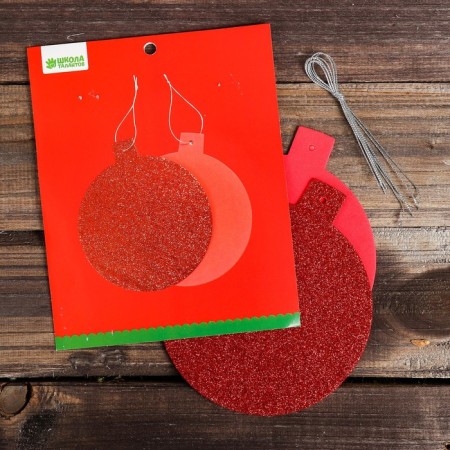The basis for creativity is the Christmas tree decoration "Shar" set of 6 pcs., Size 1 pcs: 15.5 × 14cm, red color-1