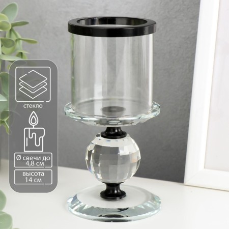 Glass of glass per 1 candle "Crystal ball" Black inserts 14x7x7 cm