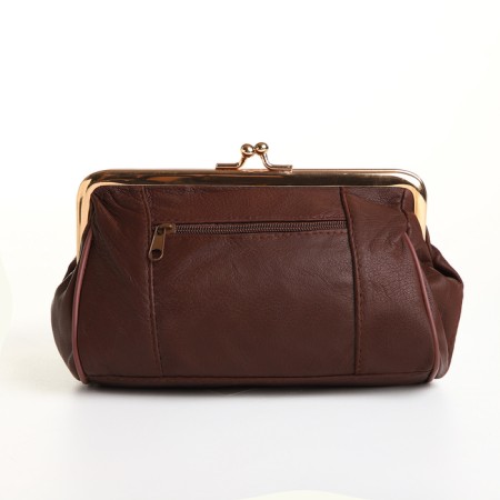Cosmetic bag, 2 departments, outer pocket, brown color-1