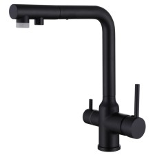 ABBER EMOTION AF8814B kitchen mixer, drinking water output, sliding watering can, black 105618