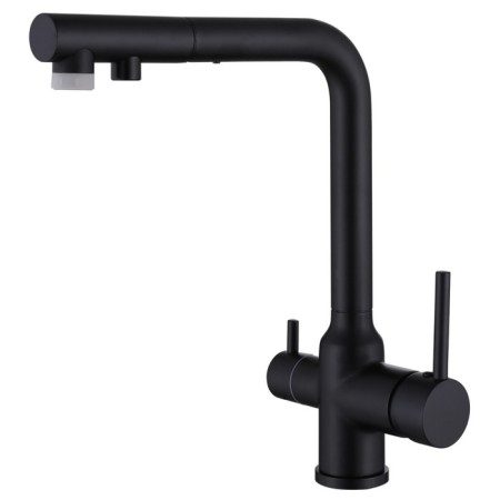 ABBER EMOTION AF8814B kitchen mixer, drinking water output, sliding watering can, black 105618