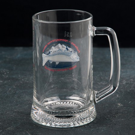 Glass mug for beer "Fishing", 500 ml, MIX drawing-1