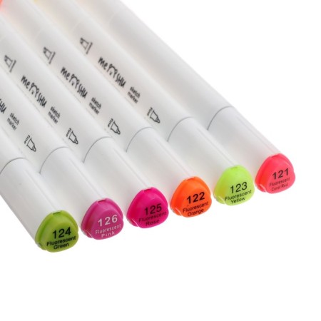 Meshu bilateral markers for sketching, 6 colors (fluorescent colors)-1