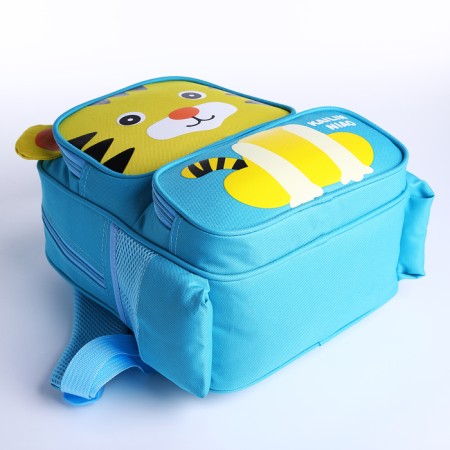 Baby backpack on lightning, 2 outer pockets, blue/yellow color-3