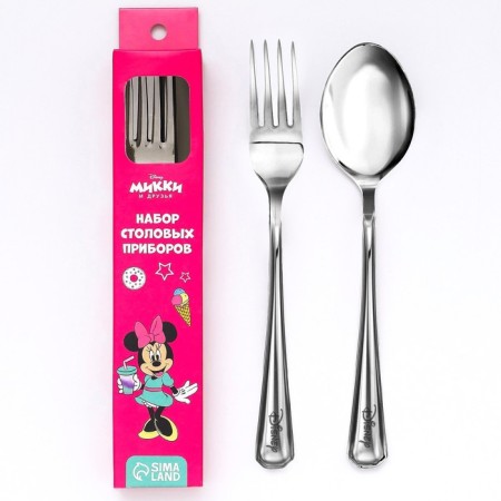 A set of children's cutlery "Unicorn", 2 items: fork and spoon, Minnie Mouse