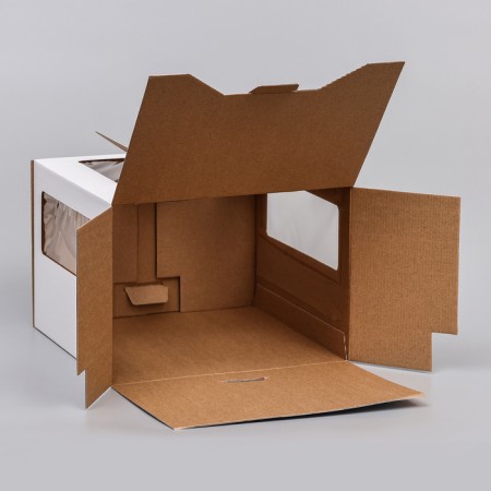Box for cake 2 windows, with handles, white, 28 x 28 x 20 cm-3