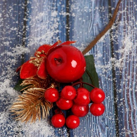 Decor "Winter charm" flowers of berries of needles gold, 13 cm