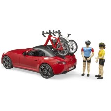 Sports car Roadster with a figure and a bicycle