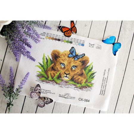 Canvas "Lion in the grass" 30 × 21cm (without threads)-1