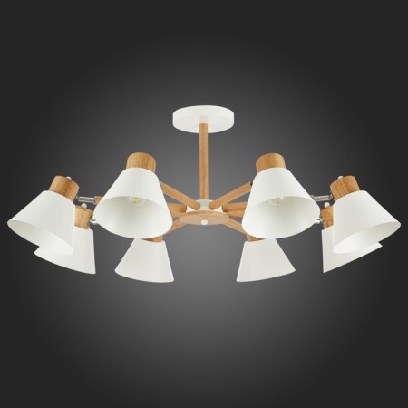 Ceiling EVOLUCE lamp. Sle103702-08. BUVE. 8x60 watts, E27, 85.5x85.5x37 cm, color light wood, white-4