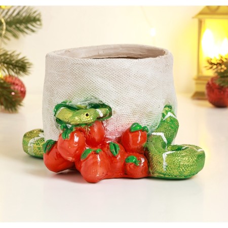 Figure pot "Snake with apples" color, 10x22cm