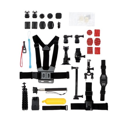 A set of accessories for action camera, 50 items, storage bag