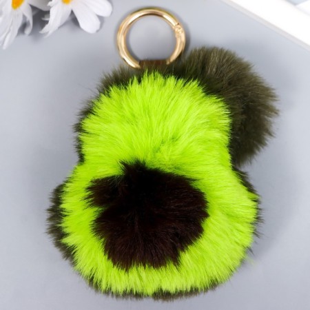 Fluffy on a ring with a carbine "avocado" 8x9 cm