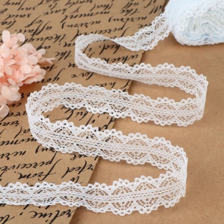 Capricon lace, 25 mm × 10 ± 1 m, white color
