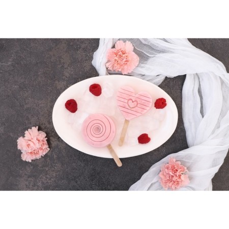 Ice Cream Form “Love”, silicone, 19.5 × 11 × 2.5 cm, 2 cells, with a lid and sticks (50 pcs), Mix color-14