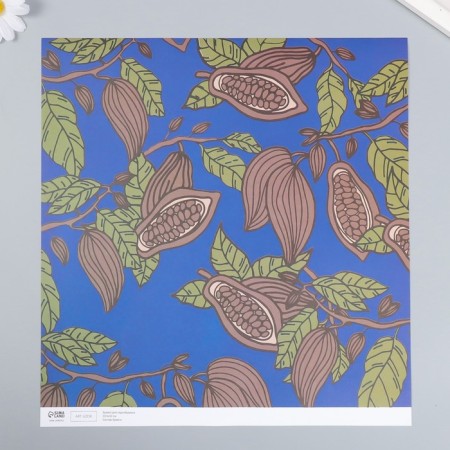 Scrapbooking paper "Cocoa on blue" density 180 g 30.5x32 cm-1