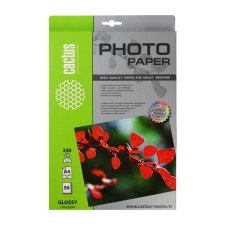 Photo paper for jet print A4, 50 sheets Cactus, 230 g/m2, one -sided, glossy