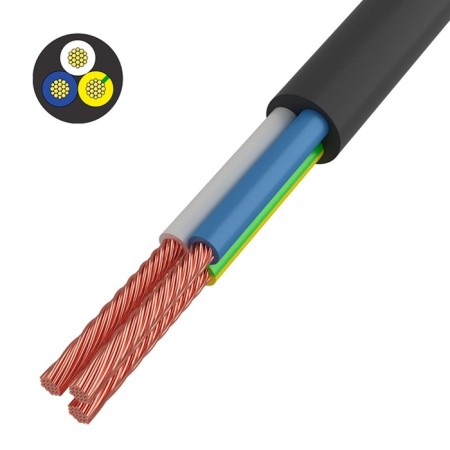 Bay wire connecting PVS 3x1.5 mm², black, length 5 meters, GOST 7399-97 Rexant
