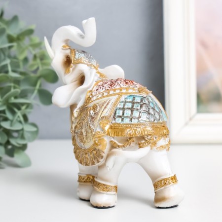 Polystone souvenir "White Elephant in the Golden Rich Popone" MIX 6x11x13 cm-2