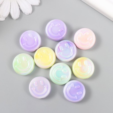 Busina for creativity Plastic "Smile" mother -of -pearl pastel mix 2.1x2.1x0.7 cm