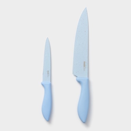 A set of kitchen utensils "Claud", 3 objects: 2 knives, vegetable cleaning of ceramics, blue color-1
