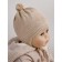 A cap on ties with a pompom Children's Amarobaby Pure Love Cutie, with a lining, size 42-44 cm, beige color