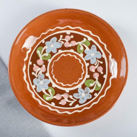 Set for pancakes 7 items: 1 pc. Pancake, 6 pcs. plates, with painting, wreath-3
