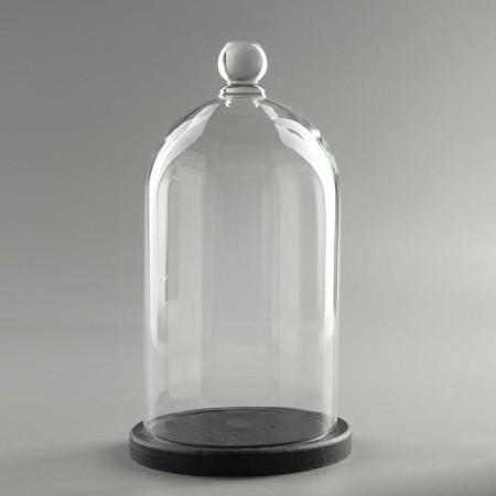Glass dome-redflower with a ball on the stand "Rodrik", 29x15 cm, glass, black