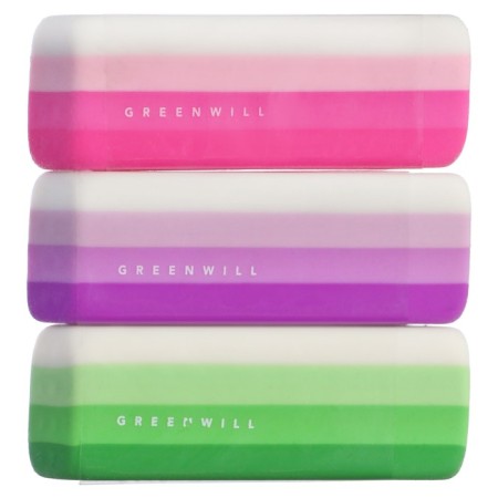Set of eraser rectangular, beveled, 3 pieces, mix-3