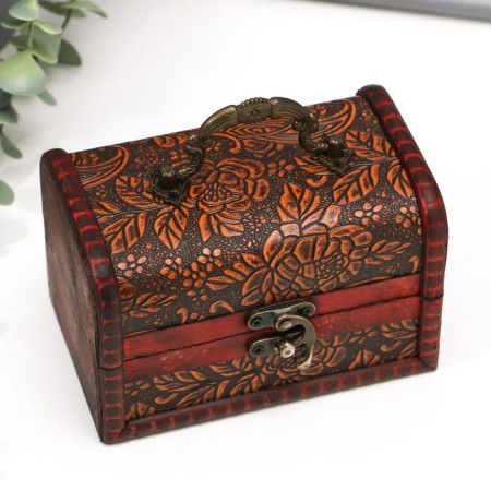 Casket wood chest with a “lush rose” handle 9.4x13.8x9.7 cm-4