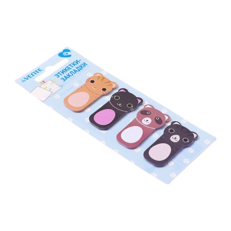 Bookmarks with adhesive edge (stickers), 23 x 45 mm, 4 colors of 20 sheets, paper, Devente "cats", in a plastic bag-6