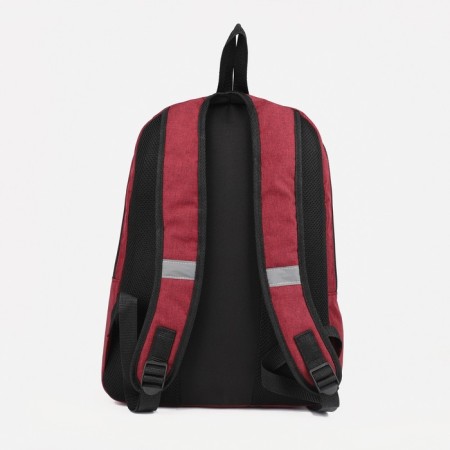 A backpack with a zipper, "saxi", an outer pocket, burgundy color-4