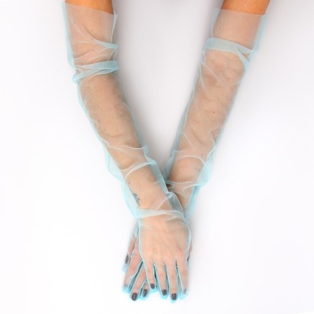 Carnival accessory- transparent gloves, blue color-1