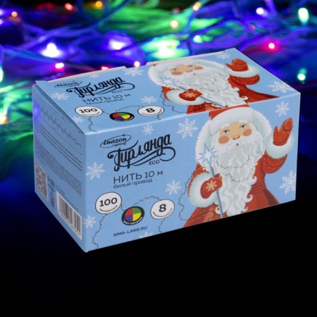 Garland "thread" 10 m, IP20, white thread, 100 LED, glow of multi, 8 modes, 220 V-2