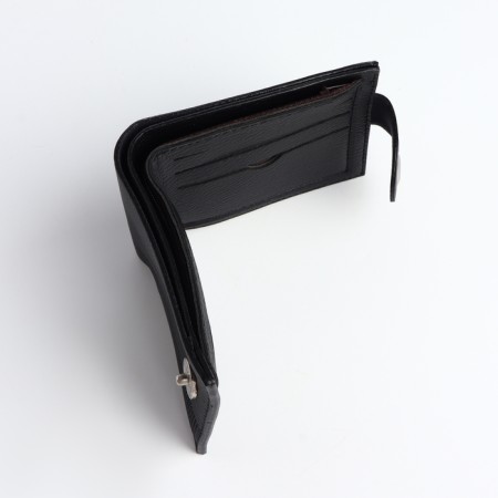 Men's purse on a magnet, a department for cards, coins, black color-4