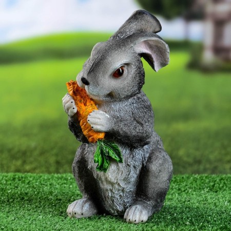 Garden figure "Hare with carrots" Gray, 26x16x12cm