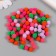 Pompons, 8 mm, 100 pcs/pack, 100% polyester, 5 colors in the assortment of 20 pcs