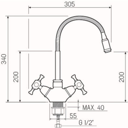 Kitchen mixer RMS SL92GR-279F, two-wound, high spout, chrome/green-3