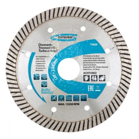 Diamond disk Gross, 125 × 22.2 mm, turbo with laser perforation, dry cutting
