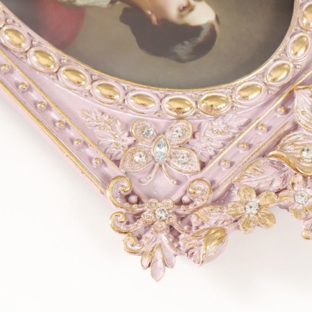 Photo frame Polystone 10x15 cm "Royal flowers" pink 22.5x14.5x3 cm-2